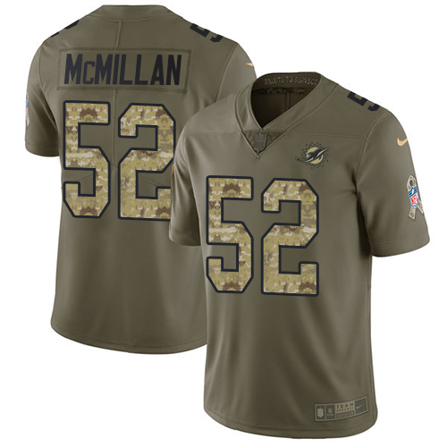 Nike Miami Dolphins 52 Raekwon McMillan Olive Camo Youth Stitched NFL Limited 2017 Salute to Service Jersey